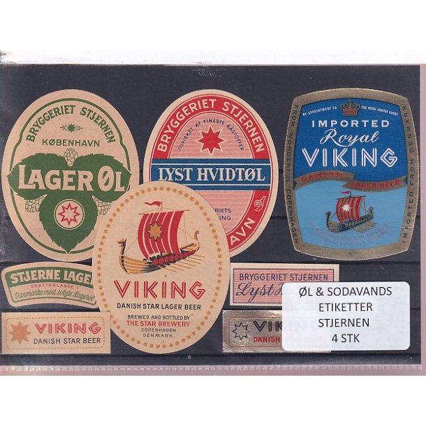 �l og Sodavands Etiketter - Bryggeriet Stjernen - 4 Stk.