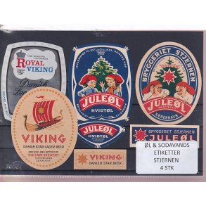 �l og Sodavands Etiketter - Bryggeriet Stjernen - 4 Stk.