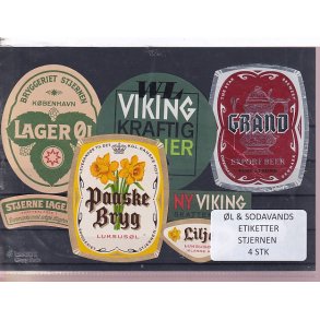 �l og Sodavands Etiketter - Bryggeriet Stjernen - 4 Stk.