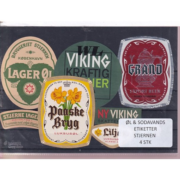 �l og Sodavands Etiketter - Bryggeriet Stjernen - 4 Stk.