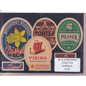 �l og Sodavands Etiketter - Bryggeriet Stjernen - 4 Stk.