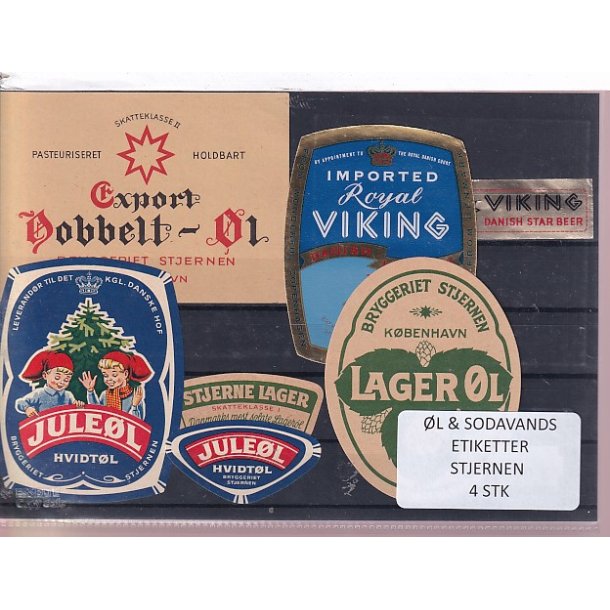 �l og Sodavands Etiketter - Bryggeriet Stjernen - 4 Stk.