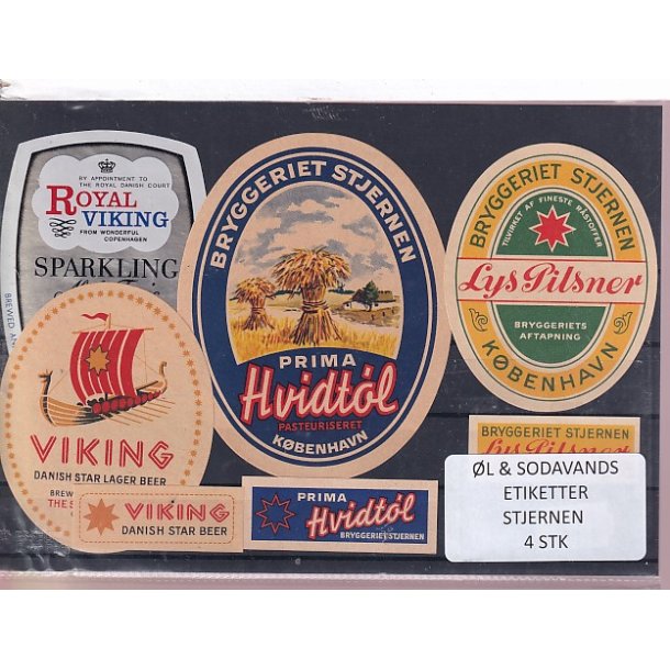 �l og Sodavands Etiketter - Bryggeriet Stjernen - 4 Stk.