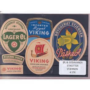 �l og Sodavands Etiketter - Bryggeriet Stjernen - 4 Stk.