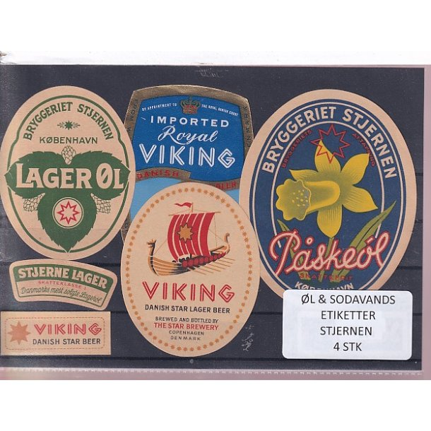 �l og Sodavands Etiketter - Bryggeriet Stjernen - 4 Stk.