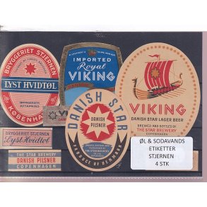 �l og Sodavands Etiketter - Bryggeriet Stjernen - 4 Stk.