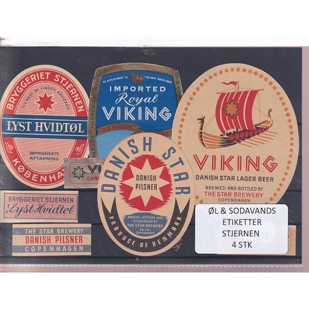 �l og Sodavands Etiketter - Bryggeriet Stjernen - 4 Stk.