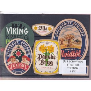 �l og Sodavands Etiketter - Bryggeriet Stjernen - 4 Stk.