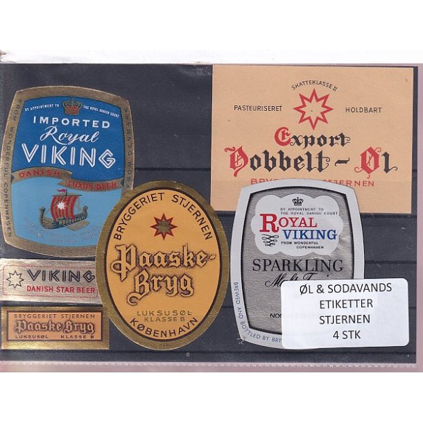 �l og Sodavands Etiketter - Bryggeriet Stjernen - 4 Stk.