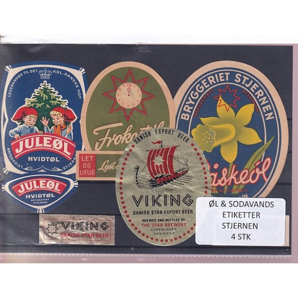�l og Sodavands Etiketter - Bryggeriet Stjernen - 4 Stk.