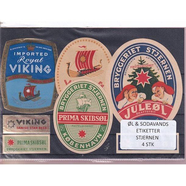 �l og Sodavands Etiketter - Bryggeriet Stjernen - 4 Stk.