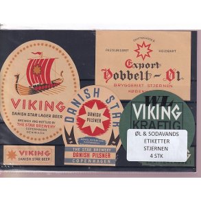 �l og Sodavands Etiketter - Bryggeriet Stjernen - 4 Stk.