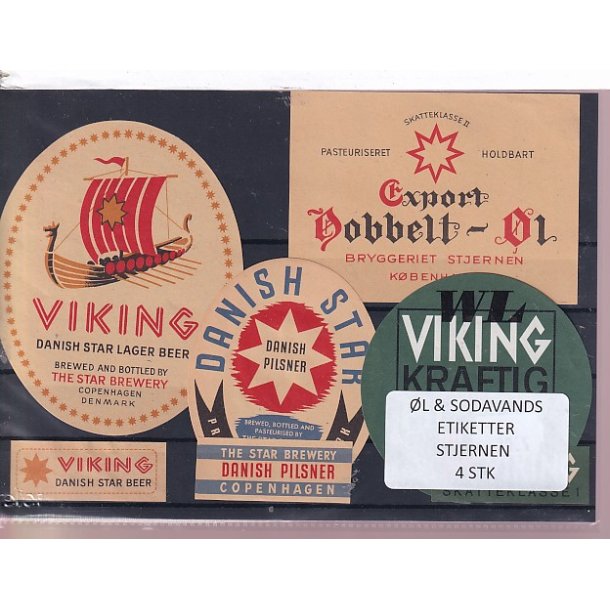 �l og Sodavands Etiketter - Bryggeriet Stjernen - 4 Stk.