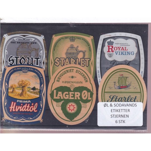 �l og Sodavands Etiketter - Bryggeriet Stjernen - 6 Stk.