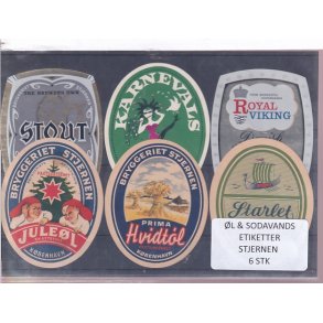 �l og Sodavands Etiketter - Bryggeriet Stjernen - 6 Stk.