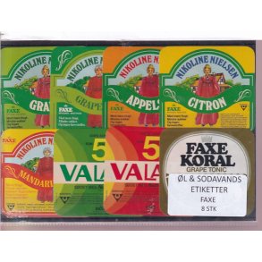 �l og Sodavands Etiketter - Faxe Bryggeri - 8 Stk.