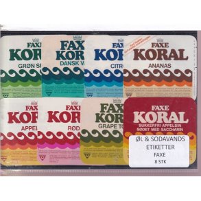 �l og Sodavands Etiketter - Faxe Bryggeri - 8 Stk.