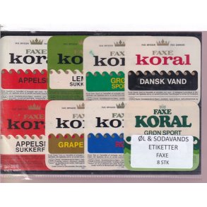 �l og Sodavands Etiketter - Faxe Bryggeri - 8 Stk.