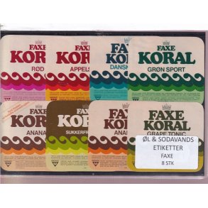 �l og Sodavands Etiketter - Faxe Bryggeri - 8 Stk.
