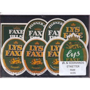 �l og Sodavands Etiketter - Faxe Bryggeri - 8 Stk.