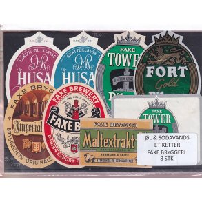 �l og Sodavands Etiketter - Faxe Bryggeri - 8 Stk.