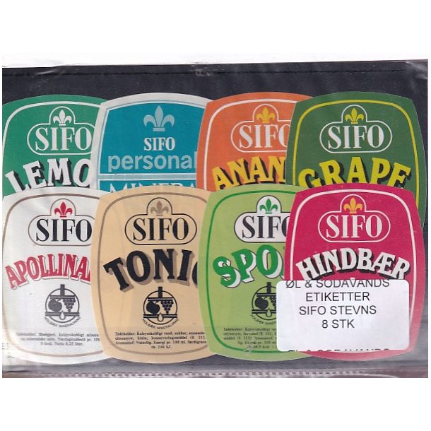 �l og Sodavands Etiketter - Sifo - Stevns - 8 Stk.
