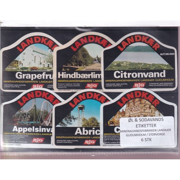 �l og Sodavands Etiketter - Landk�r - Gudumholm - 6 Stk.