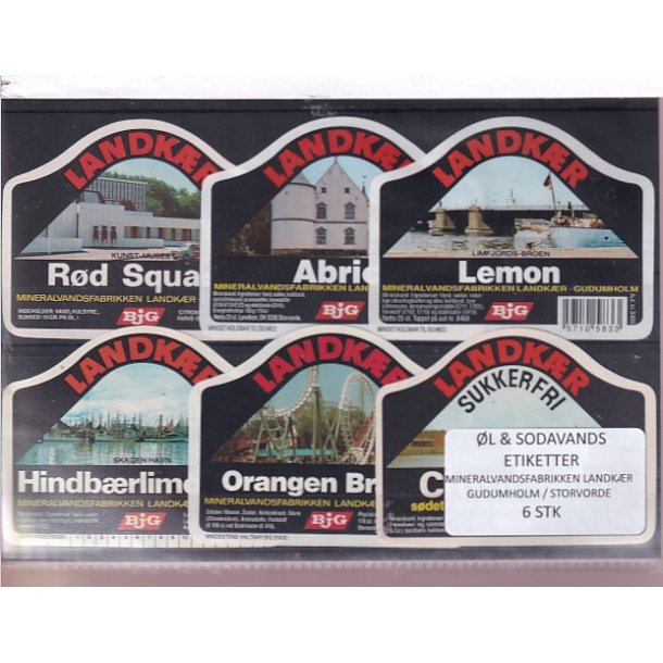 �l og Sodavands Etiketter - Landk�r - Gudumholm - 6 Stk.