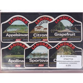 �l og Sodavands Etiketter - Landk�r - Gudumholm - 6 Stk.