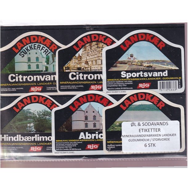 �l og Sodavands Etiketter - Landk�r - Gudumholm - 6 Stk.