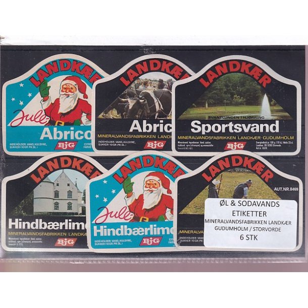 �l og Sodavands Etiketter - Landk�r - Gudumholm - 6 Stk.