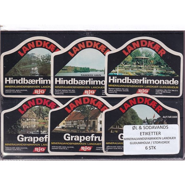 �l og Sodavands Etiketter - Landk�r - Gudumholm - 6 Stk.
