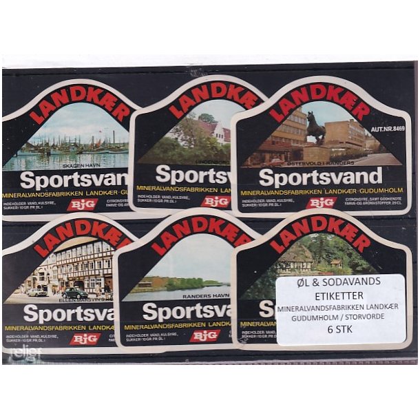 �l og Sodavands Etiketter - Landk�r - Gudumholm - 6 Stk.