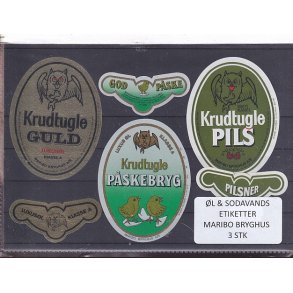 �l og Sodavands Etiketter - Maribo  Bryghus - 3 Stk.