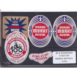 �l og Sodavands Etiketter - Maribo  Bryghus - 4 Stk.