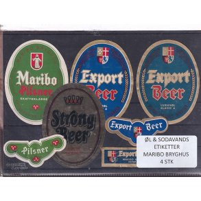 �l og Sodavands Etiketter - Maribo  Bryghus - 4 Stk.