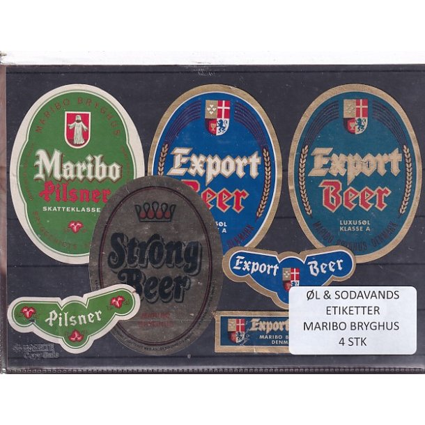 �l og Sodavands Etiketter - Maribo  Bryghus - 4 Stk.