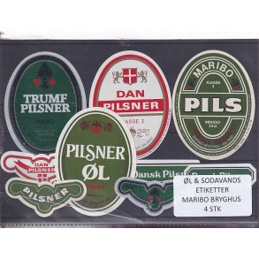 �l og Sodavands Etiketter - Maribo  Bryghus - 4 Stk.