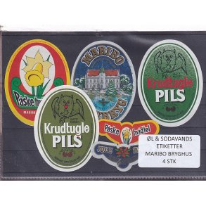 �l og Sodavands Etiketter - Maribo  Bryghus - 4 Stk.