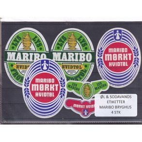 �l og Sodavands Etiketter - Maribo  Bryghus - 4 Stk.