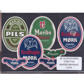 �l og Sodavands Etiketter - Maribo  Bryghus - 4 Stk.