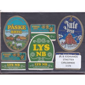 �l og Sodavands Etiketter - Carlsminde - Nyborg - 3 Stk.