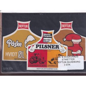 �l og Sodavands Etiketter - Neptun - Silkeborg - 3 Stk.