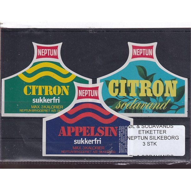 �l og Sodavands Etiketter - Neptun - Silkeborg - 3 Stk.