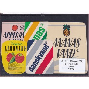 �l og Sodavandsetiketter - Irma -  5 Stk.
