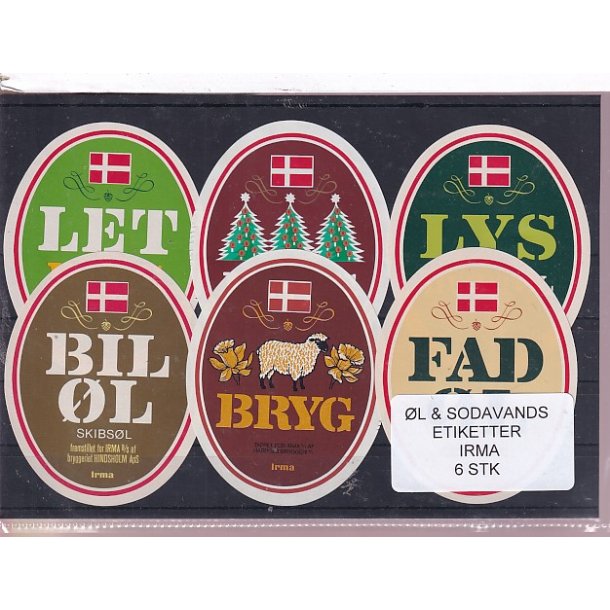 �l og Sodavandsetiketter - Irma -  5 Stk.