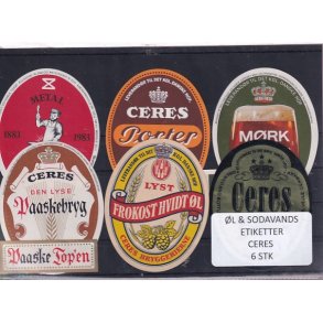 �l og Sodavandsetiketter - Bryggeriet Ceres -  6 Stk.