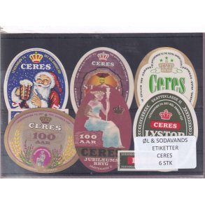 �l og Sodavandsetiketter - Bryggeriet Ceres -  6 Stk.