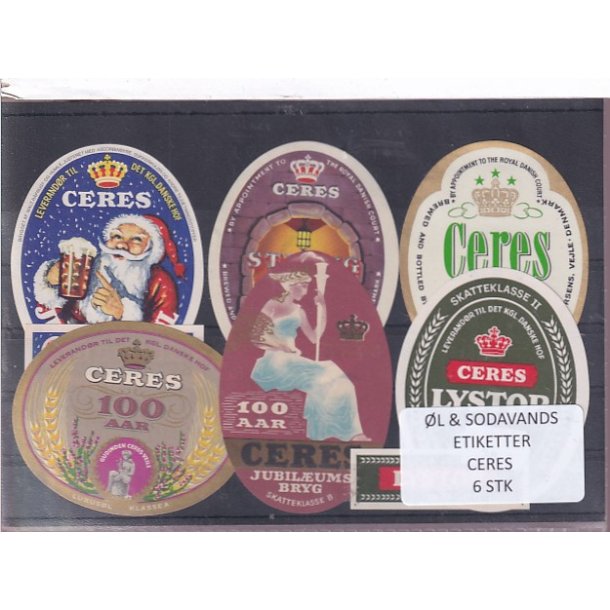 �l og Sodavandsetiketter - Bryggeriet Ceres -  6 Stk.