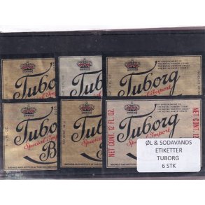 �l og Sodavandsetiketter - Bryggeriet Tuborg -  6 Stk.